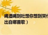 喝酒喝到吐想你想到哭什么歌（歌词喝酒喝到吐想你想到哭出自哪首歌）