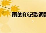 雨的印记歌词歌谱（雨的印记歌词）