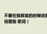 不要在我寂寞的时候说爱我歌词大意（不要在我寂寞的时候说爱我 歌词）