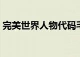 完美世界人物代码毛毛（完美世界人物代码）