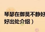 琴瑟在御莫不静好什么意思（琴瑟在御莫不静好出处介绍）