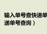 输入单号查快递单号查询圆通（输入单号查快递单号查询）