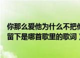 你那么爱他为什么不把他留下歌词（那么爱他为什么不把他留下是哪首歌里的歌词）