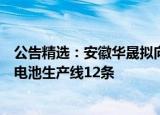 公告精选：安徽华晟拟向迈为股份采购高效硅异质结太阳能电池生产线12条