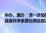 中办、国办：进一步加强科学技术普及工作 到2035年公民具备科学素质比例达到25%