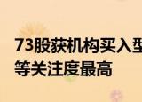 73股获机构买入型评级  中顺洁柔、三七互娱等关注度最高