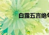 白露五言绝句（白露七言绝句）