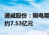 通威股份：限电期间预计影响归母净利润减少约7.53亿元