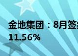金地集团：8月签约金额212.3亿元 同比上升11.56%