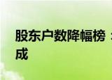 股东户数降幅榜：17股最新股东户数降逾一成