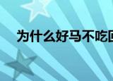 为什么好马不吃回头草（原来是这样的）