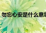 勿忘心安是什么意思（你懂了它的意思了吗）