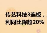 传艺科技3连板，股价创历史新高，上半年净利同比降超20%
