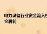 电力设备行业资金流入榜：阳光电源、三变科技等净流入资金居前