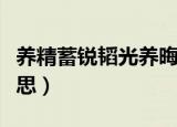 养精蓄锐韬光养晦什么意思（韬光养晦什么意思）