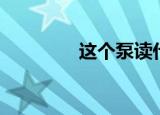 这个泵读什么（泵读什么）