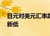 日元对美元汇率跌破141 创1998年8月以来新低