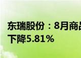 东瑞股份：8月商品猪销售收入1.02亿元 环比下降5.81%