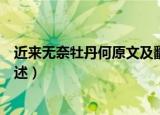 近来无奈牡丹何原文及翻译（近来无奈牡丹何原文及翻译简述）