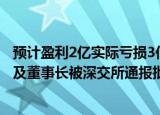 预计盈利2亿实际亏损3亿，光线传媒业绩预告不准确，公司及董事长被深交所通报批评