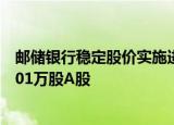 邮储银行稳定股价实施进展：股东邮政集团累计增持约545.01万股A股