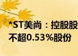 *ST美尚：控股股东之一致行动人拟被动减持不超0.53%股份
