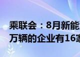 乘联会：8月新能源乘用车厂商批发销量突破万辆的企业有16家