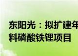 东阳光：拟扩建年产5万吨锂离子电池正极材料磷酸铁锂项目