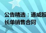 公告精选：通威股份签订1033.56亿元多晶硅长单销售合同