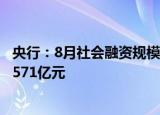 央行：8月社会融资规模增量为2.43万亿元，比上年同期少5571亿元