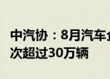 中汽协：8月汽车企业出口30.8万辆 历史上首次超过30万辆