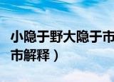 小隐于野大隐于市什么意思（小隐于野大隐于市解释）