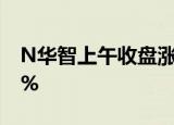 N华智上午收盘涨13.55% 半日换手率52.89%