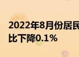 2022年8月份居民消费价格同比上涨2.5% 环比下降0.1%
