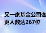 又一家基金公司变更董事长！年内公募高管变更人数达267位
