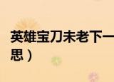 英雄宝刀未老下一句（英雄宝刀未老是什么意思）