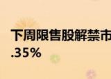 下周限售股解禁市值435.23亿元 环比减少35.35%