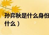 孙弈秋是什么身份进入公司（孙弈秋的身份是什么）