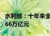 水利部：十年来全国完成水利建设投资达到6.66万亿元
