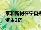 泰和新材在宁夏投资成立化学科技公司 注册资本2亿