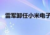 雷军卸任小米电子软件董事长 仍持股90%