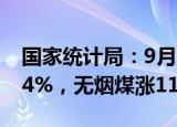 国家统计局：9月上旬生猪价格旬环比上涨4.4%，无烟煤涨11.9％