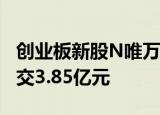 创业板新股N唯万上午收盘涨56.91% 半日成交3.85亿元