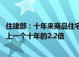 住建部：十年来商品住宅销售面积累计132.34亿平方米，是上一个十年的2.2倍