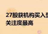 27股获机构买入型评级 长安汽车、亿纬锂能关注度最高