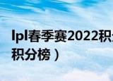 lpl春季赛2022积分榜官网（LPL春季赛2022积分榜）