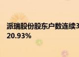 派瑞股份股东户数连续3期下降 筹码集中以来股价累计下跌20.93%