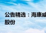 公告精选：海康威视拟以20亿元-25亿元回购股份