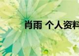 肖雨 个人资料（肖雨雨个人资料）