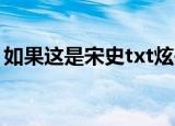 如果这是宋史txt炫书网（如果这是宋史 txt）